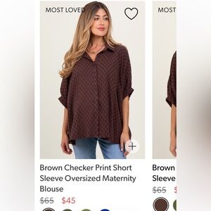 Pinkblush Brown Checkered Women's Maternity Top